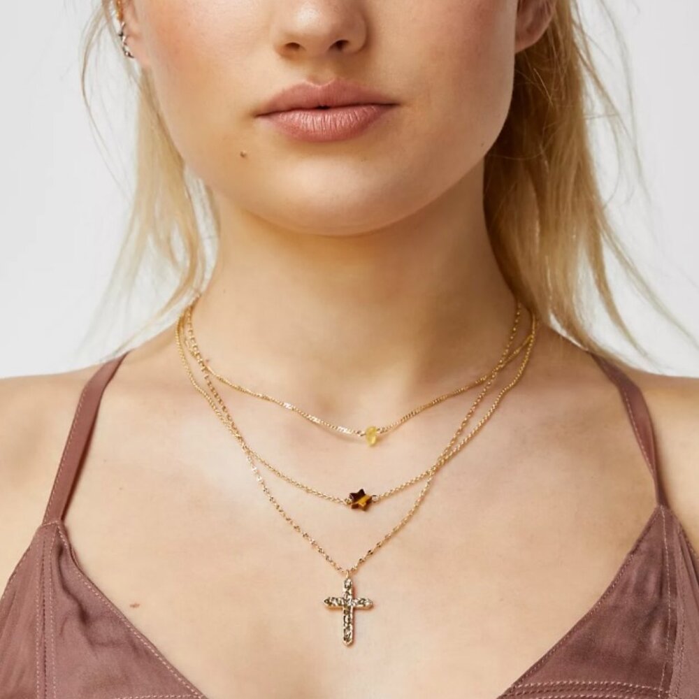 We The Free 14k Gold Plated Cross Necklace
